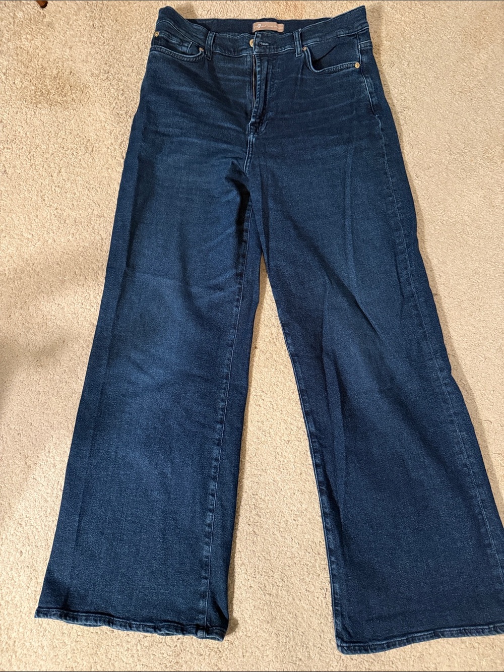 7 For All Mankind Dark Blue Wide Leg Jeans